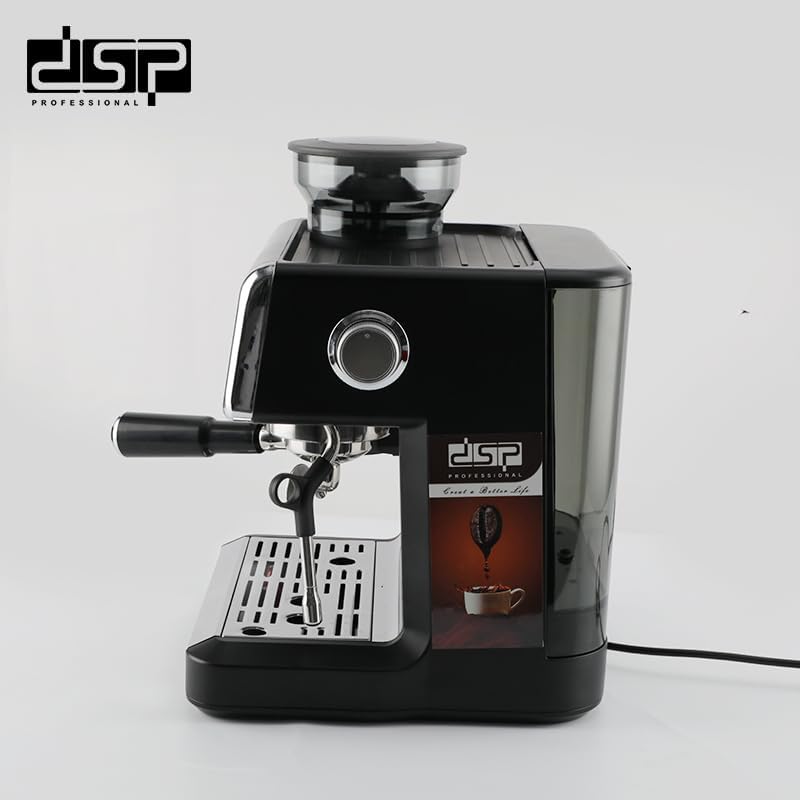 ماكينة تحضير القهوة الإسبريسو DSP  – خزان 2.6 لتر، ضغط 20 بار، مطحنة مدمجة وفوهة تبخير لرغوة كريمية مثالية.